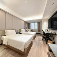 Ensemble de mobilier de chambre d'hôtel de luxe moderne de style chinois, avec panneau mural entièrement rembourré, tête de lit capitonnée et sommier pour projet