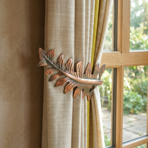 Modernos sujetadores de cortinas de bronce con diseño de hoja, decorativos, de metal, para ventanas de la sala de estar del hogar. - Product Image 2