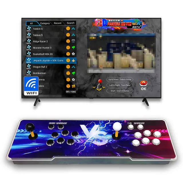 3D WiFi Pandora 18S Pro kotak Arcade 10888 dalam 1 permainan Retro 1-4 pemutar Video HD konsol Unduh Gratis Game