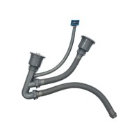 Éviers de cuisine à double tête Égouttoir à double cuvette Siphon pour évier en acier inoxydable 304 Carton poli 3 ans Traditionnel 110mm