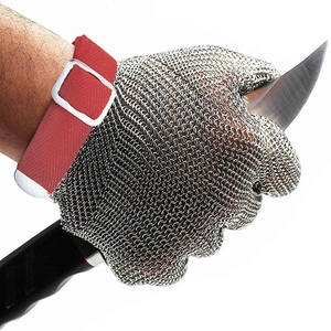 Gants en <span class=keywords><strong>maille</strong></span> d'acier inoxydable <span class=keywords><strong>pour</strong></span> l'écaillage d'huîtres Chef de cuisine Filet de poisson cotte de mailles Gants résistants aux coupures Gants de boucher en métal - Product Image 2