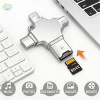 Adaptateur OTG 4 en 1 USB3.0/Type-C/Micro/iOS Lecteur de carte TF Compatible avec les téléphones et les tablettes Adaptateur externe pour ordinateurs portables Universel