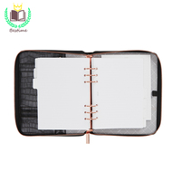 Carnet de notes personnalisé en cuir PU noir gaufré effet croco, format A5, avec reliure à 6 anneaux et fermeture éclair