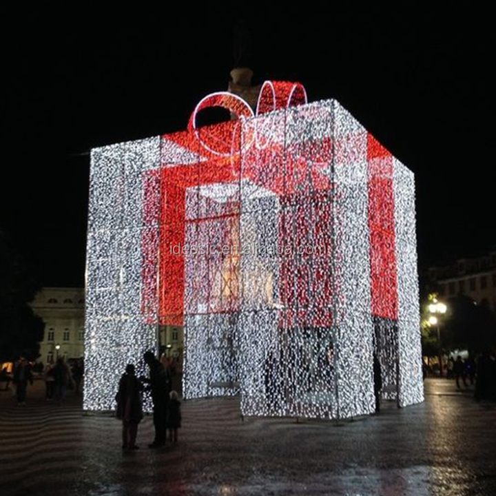 户外 3D巨型穿越LED圣诞礼物礼品盒，用于商业级冬季花园展示| Alibaba.com