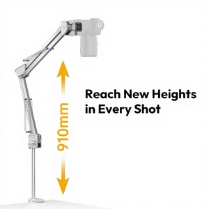 Statif Meja Aluminium Baru untuk Kamera DSLR Smartphone Fotografi Ulanzi TH04 Overhead Boom Arm Stand Selfie <span class=keywords><strong>Clamp</strong></span> Vlog - Product Image 3