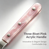 Ensemble de couverts en acier inoxydable 304 poli miroir avec manche en acrylique rose nacré, couteau, fourchette, cuillère, cadeau pour fête, mariage, ou enterrement de vie de jeune fille