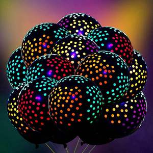 Happy Birthday Colorful Latex <b>Round</b> Glow <b>Balloons</b> with 6-Color Offset Printing for Black Light Parties Usa Mairun Brand - Product Image 6