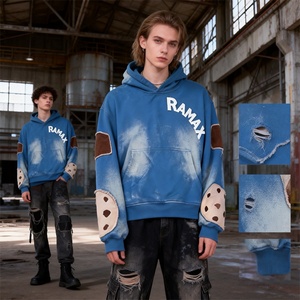 Sweat à capuche pour homme en coton 100% avec logo personnalisé, effet délavé, broderie, style décontracté, service OEM/ODM disponible - Product Image 3