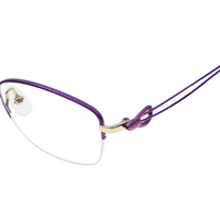 Monturas de Gafas de Titanio IP en Dos Tonos, Morado y Dorado, Modernas, Minimalistas, de Media Montura, Estilo de Diseñador, a la Moda