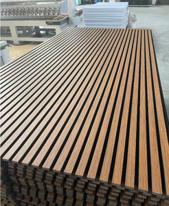 Design moderno Akupanel insonorizzato pannello acustico metà MDF a lamella con camoscio avvolto in fibra <span class=keywords><strong>di</strong></span> poliestere per interni all'ingrosso della fabbrica - Product Image 1