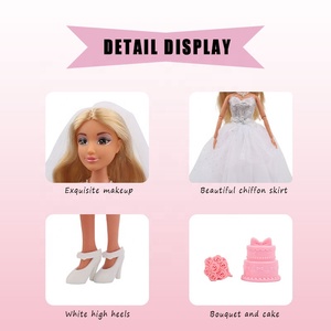 Poupée de mariée blanche avec long voile, robe de soirée princesse en dentelle blanche pour poupée de 11,5 pouces - Product Image 4