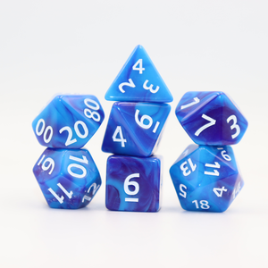 Feeron - Juego de 7 dados poliédricos de acrílico con purpurina galáctica azul y morado para juegos de rol D&D, DND, Pathfinder - Duraderos - Product Image 6