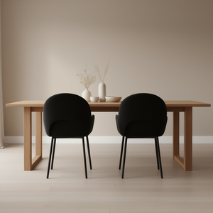 Sedie da Pranzo in Velluto Nero Moderne Imbottite con Gambe in Metallo Arredamento per la Casa - Product Image 2