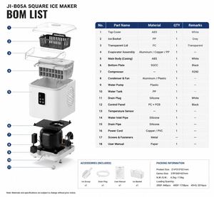Portable <b>Countertop</b> Square <b>Ice</b> <b>Maker</b> Machine with Self Cleaning Top Fill Water Tank 3 <b>Ice</b> Sizes for Home Office Bar - Product Image 4