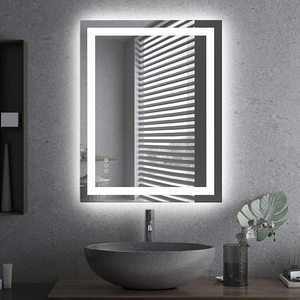 ETL Quality Modern Corrosion-resistant Silver Glass Rectangle Touch <strong>Sensor</strong> IP65 Rated LED <strong>Light</strong> Wall-Mounted Fogless <strong>Bathroom</strong> - Product Image 1