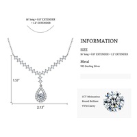 Kalung Liontin Bintang Senyum Model Y Berlapis Rhodium Perak 925 dengan Moissanite Potongan Bulat Brilian 6.5mm&3mm&2mm untuk Wanita