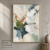 Peinture murale abstraite moderne Wabi-Sabi vert sauge, texture épaisse 3D, peinture à l'huile encadrée, décoration aux tons terreux pour salon