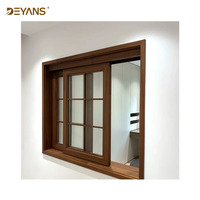 Ventanas DEYANS de Madera Revestida de Aluminio, Ventanas con Rejilla Resistentes a la Humedad y Anti-Termitas, Estilo Francés Retro para Resorts Tropicales y B&B