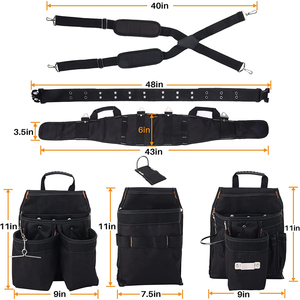 Sacs à outils en toile détachables et réglables, pratiques pour les électriciens, les charpentiers, les constructeurs, les menuisiers, la ceinture à outils pour bricoleurs, OEM - Product Image 5