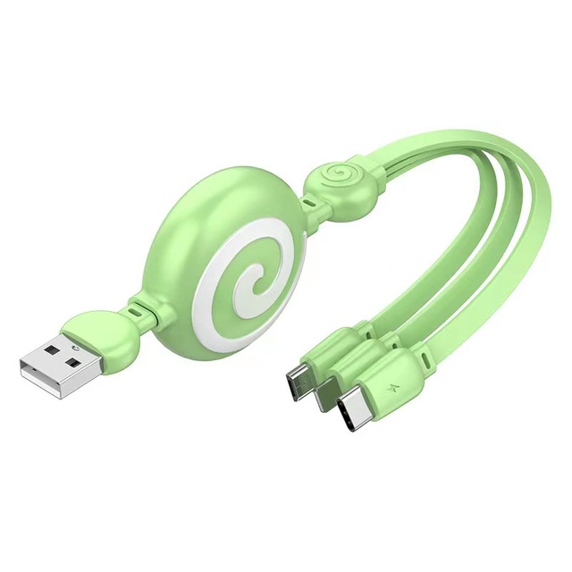 2023 Hot Selling Retractable Pure Copper 3 In1 Type-C/Micro USB Charging Cable 1M 3.3FT Flexible Braid Shielding CE Certified