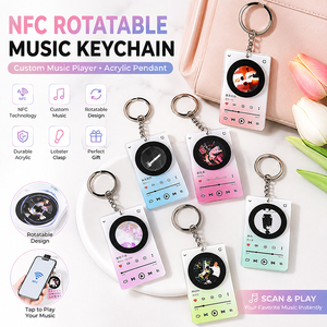 Llavero acrílico giratorio NFC con reproductor de música personalizado, colgante para bolso, placa <span class=keywords><strong>Spotify</strong></span>, adorno para mochila, llavero - Product Image 1