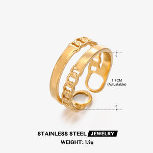 Anillo de cadena cubana de acero inoxidable dorado chapado al vacío sin deslustre de nuevo estilo caliente al por mayor de alta calidad para mujer - Product Image 3