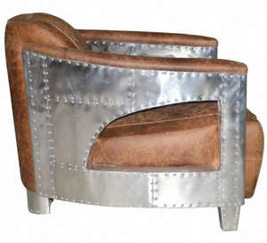 Sillón de Piloto Industrial de Cuero, Tapicería Premium, Diseño Ergonómico y Atemporal, Ideal para Sala de Estar Moderna - Product Image 2