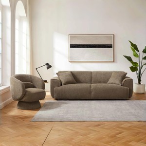 Juego de Muebles para Sala de Estar Dwoo, Diseño Moderno y Minimalista, Sofá Modular de 3 Plazas con Silla Giratoria, para Interiores del Hogar - Product Image 1