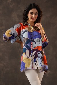 Camicia di Lusso da Donna con Motivi Misti, Design Elegante, Abbottonata, Tunica Casual, Collezione Boutique, Top di Moda Contemporanea - Product Image 3