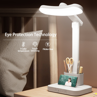 Lampe de bureau LED portable pliable avec protection oculaire, 3 modes de couleur, commande tactile, intensité réglable, rechargeable, blanche