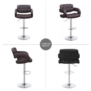 Tabourets de Bar Pivotants Assises Modernes de <span class=keywords><strong>65</strong></span> <span class=keywords><strong>cm</strong></span> avec Dos en Cuir Chaises de Bar Argentées pour la Cuisine à Domicile Utilisation Polyvalente - Product Image 2