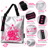 Sac fourre-tout en argent métallisé avec logo personnalisé XingHe, bandoulière réglable, fermeture à pression, sac de shopping
