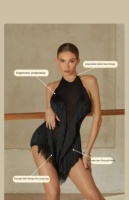 Robe de danse latine pour femme, dos nu, sexy, à bretelles halter, pour jazz, samba, rumba, tango, salsa, entraînement