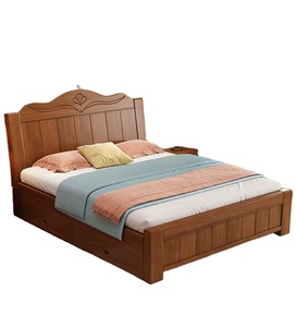 Camas Dobles de Madera de Lujo para el Hogar, Muebles Modernos y Económicos para Dormitorio, <span class=keywords><strong>Cama</strong></span> King Size de Madera Sólida - Product Image 3