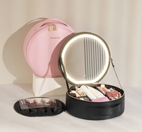 Trousse de maquillage organisateur emballage avec miroir Led logo personnalisé Pu maquillage brosse organisateur artiste étui