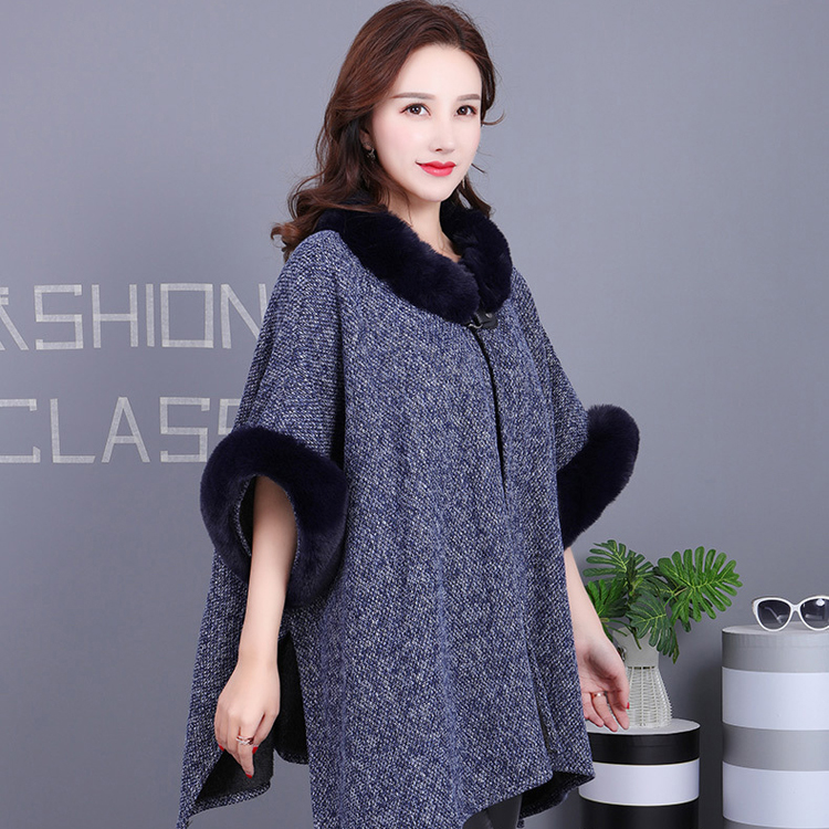 MIO New Ladies Winter Acrylic Faux Rex Rabbit Fur Edge Wool