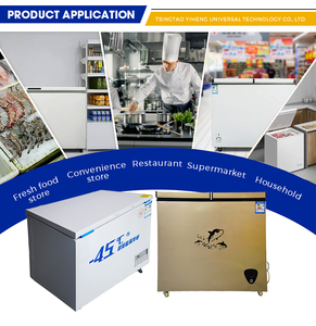 Tủ đông ngực nhiệt độ đơn Lớn 0.9m với kính hàng đầu cho siêu thị để sản xuất gà và đá đông lạnh - Product Image 5