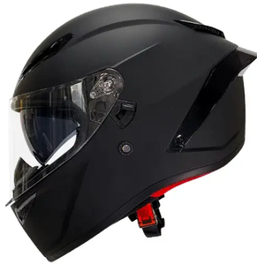 Nuevo Casco de Motocicleta Integral Negro, Carcasa de ABS, Visera Doble Transparente, Cierre Rápido, Diseño Sencillo, Forro de Algodón, Homologado por DOT - Product Image 1