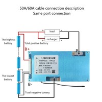 Circuit de protection de batterie (BMS) haute intensité 50A 60A 100A 120A avec capteur de température et de balance pour batteries 12S 14S 15S 16S 3.7V 3.2V