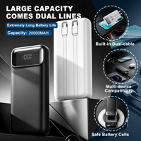 Batterie externe OEM d'usine à charge rapide, chargeur portable, banque d'alimentation, station d'alimentation 20000 mAh avec câble pour téléphone