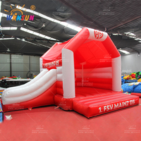 Château gonflable combiné WINSUN rouge et blanc en PVC, trampoline ignifuge, taille personnalisée pour les jeux en plein air, les fêtes et les carnavals