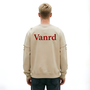 T-shirt graphique streetwear épais à manches longues, surdimensionné, 2-en-1 superposé, effet vieilli personnalisé, imprimé <span class=keywords><strong>bande</strong></span> <span class=keywords><strong>dessinée</strong></span> vintage - Product Image 2