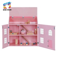 Maison de poupée géorgienne miniature en bois personnalisable pour filles W06A420-Rose Jouet éducatif DIY avec meubles