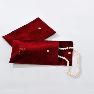 Red Cosmetic Pouch Makeup <b>Bag</b> <b>Make</b> <b>up</b> <b>Bag</b> Luxury Velvet Microfiber Suede Button Pouches for Necklace Jewelry - Product Image 4