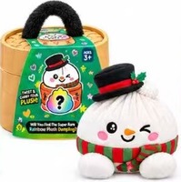 Jouet en peluche de Noël en forme de boulette avec boîte de cuisson vapeur de 15 cm, styles Père Noël, Bonhomme de neige, Bao, animaux en peluche anti-stress et moelleux