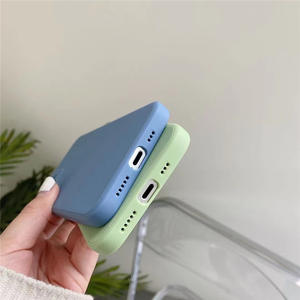 Funda de silicona para teléfono móvil iPhone, carcasa de Color sólido con borde recto cuadrado en blanco, <span class=keywords><strong>2021</strong></span>, muestra gratis, para iPhone 11, 12 Pro Max, S21, S21 + - Product Image 2