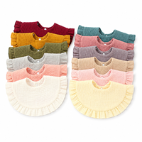 Bavoirs pour bébés en mousseline 100 % coton, doux, absorbants, couleur unie, à volants, pour nouveau-nés et nourrissons - Vente en gros