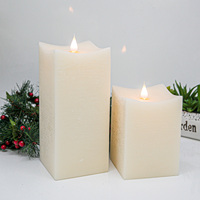 Mèche mobile Flamme dansante LED scintillante Bougie carrée en cire véritable à piles, écologique Décoration intérieure Mariages Diwali