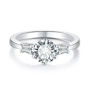 2 quilates 18K oro GRA certificado redondo moissanite joyería anillo de diamantes diseño clásico compromiso anillo de bodas para mujeres