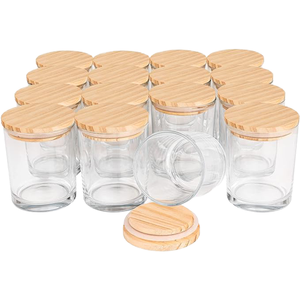 Pot à bougie en verre borosilicate minimaliste sur mesure avec couvercle, impression décalée <span class=keywords><strong>pour</strong></span> <span class=keywords><strong>bougies</strong></span> parfumées de Noël, porte-bougie chauffe-plat - Product Image 1